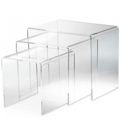 Tavolini impilabili in plexiglass trasparente set da 3